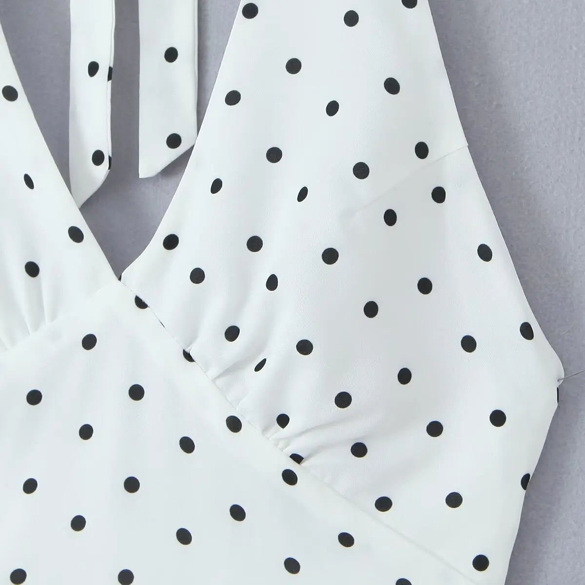 Vintage Polka Dot Halter Dress - Backless A-line Style - Image 10
