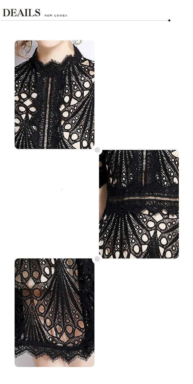 Elegant Vintage Lace Short Sleeve Summer Dress for Women - Image 42