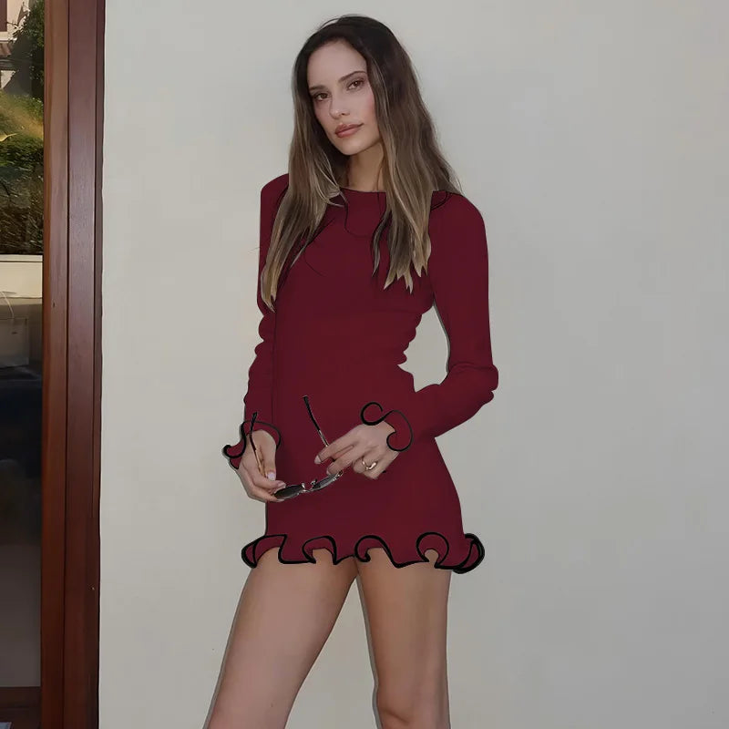 Personalized Rolled Edge Slim Fit Long Sleeve Dress - Image 14
