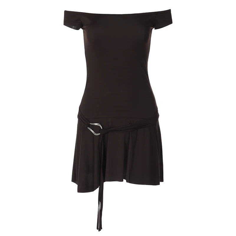 Sexy Off-Shoulder Strapless Mini Dress with Belt - Y2K Style - Image 2