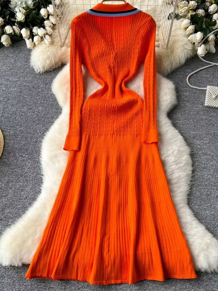 Elegant French Retro Knitted Slim Dress for Women - Image 11