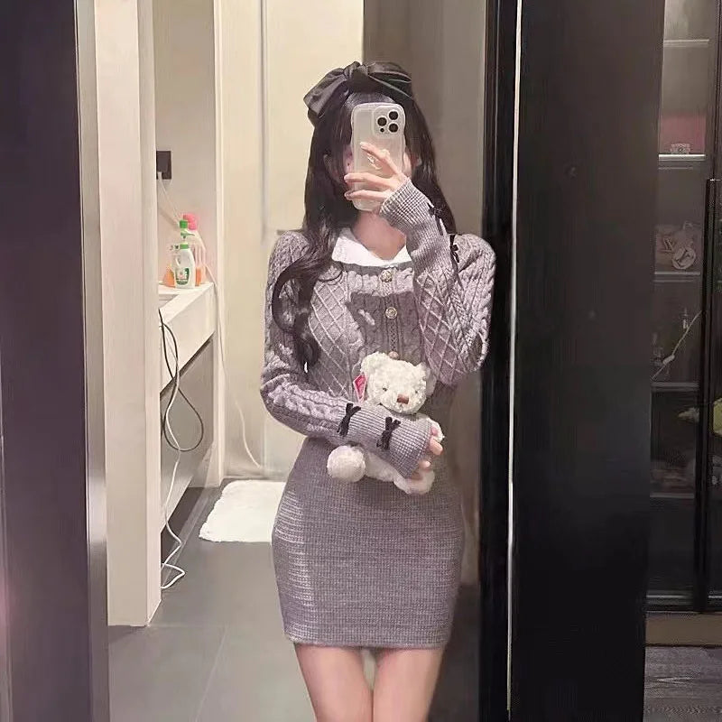 Elegant Red Hooded Knit Dress for Women - Image 12