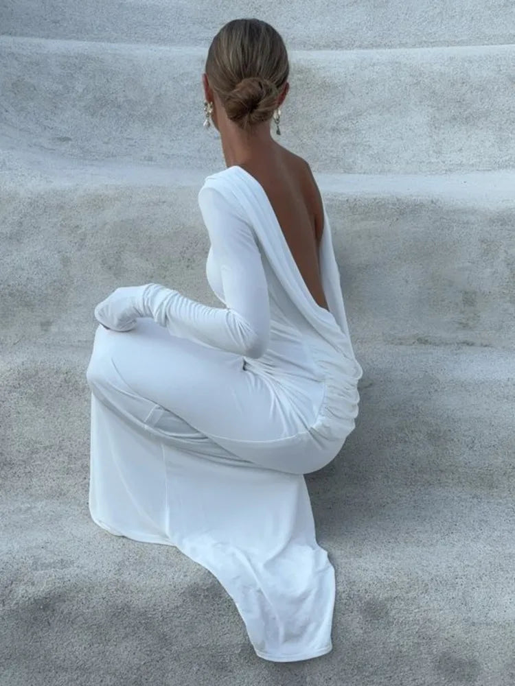Elegant Backless Long Sleeve Bodycon Dress for Parties - Image 3