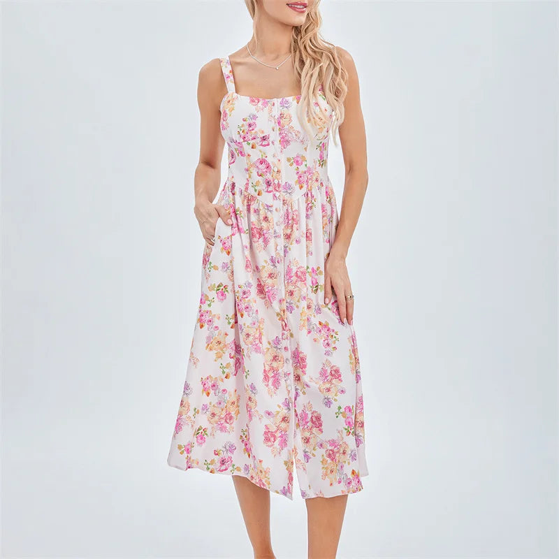 Stylish Solid Color Sleeveless Corset Summer Dress - Image 40