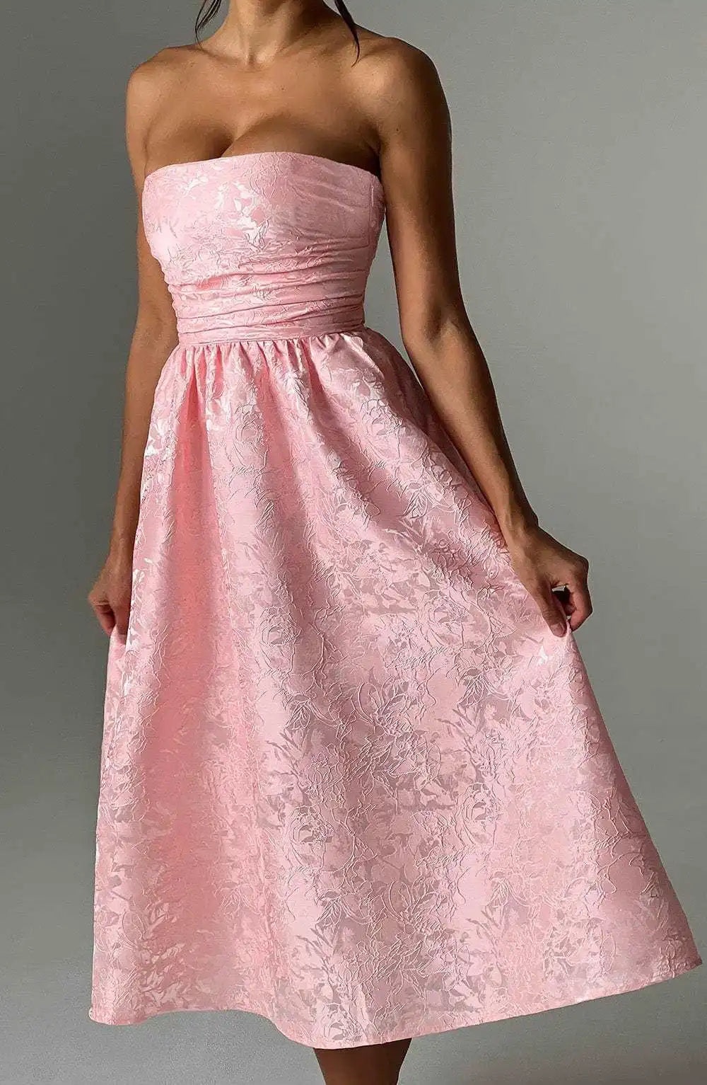 Elegant Strapless Satin Bodycon Dress for Women - Image 29