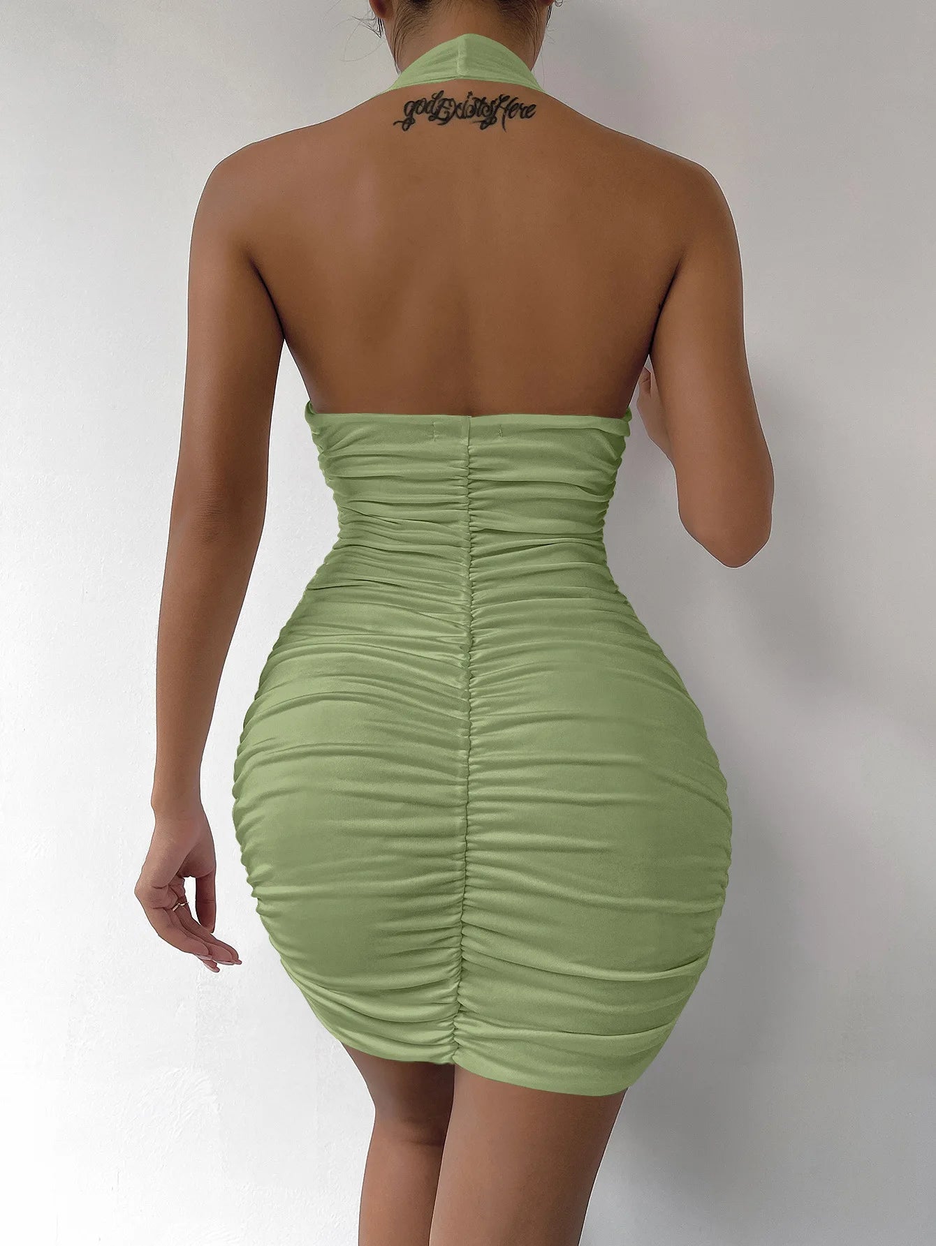 Sexy Ruffle V Neck Halter Mini Dress for Parties - Image 22