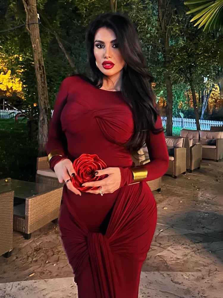 Elegant Ruched Bodycon Dress for Club Parties & Events - Image 16