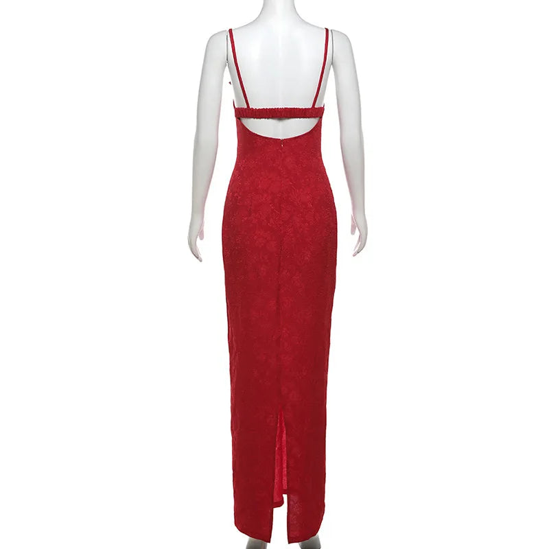 Elegant Lace Maxi Dress with Spaghetti Straps for Summer Events - Image 20