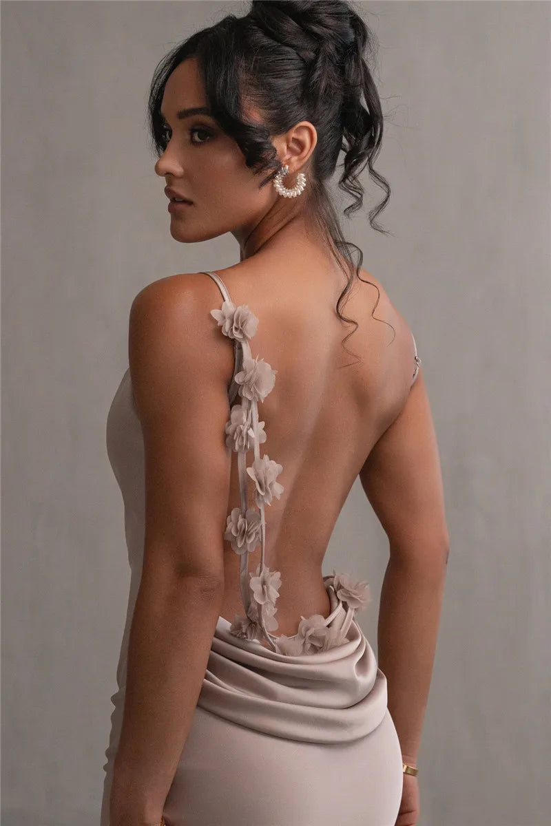 Elegant Backless Maxi Dress with Spaghetti Straps for Women - Image 30