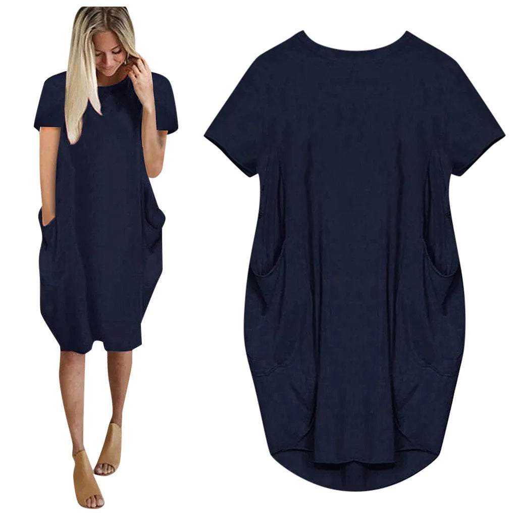 Stylish Plus Size Short Sleeve Casual Dresses for Women - Image 3