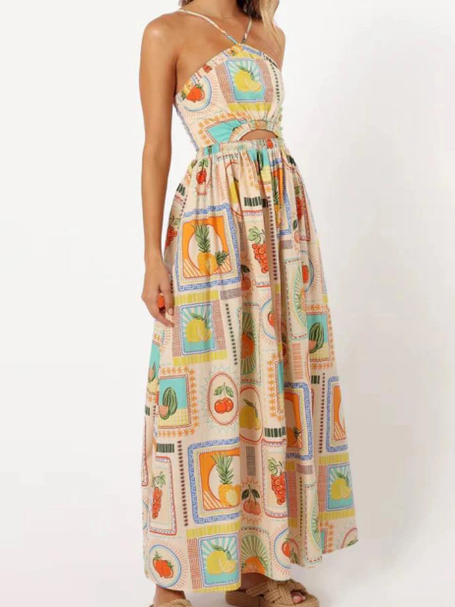 Floral Print Spaghetti Strap A-Line Summer Dress - Image 12