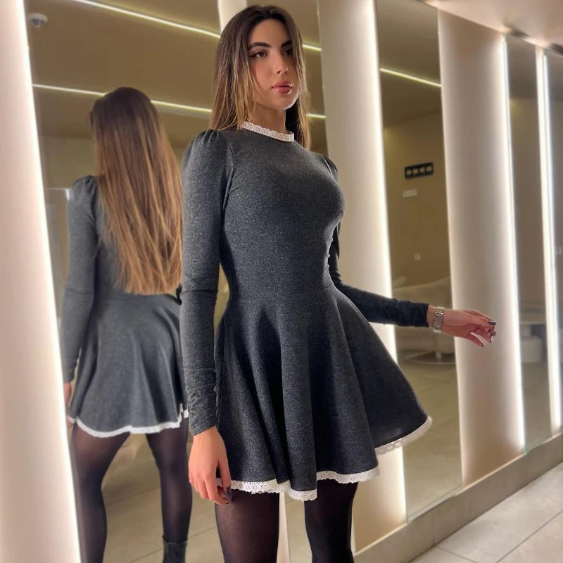 Elegant High Waist Mini Dress for Women – Retro Style - Image 5
