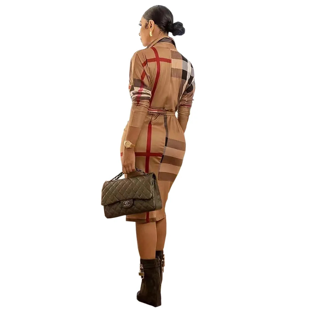 Elegant V-Neck Slim Fit Long Sleeve Dress for Women - Image 18