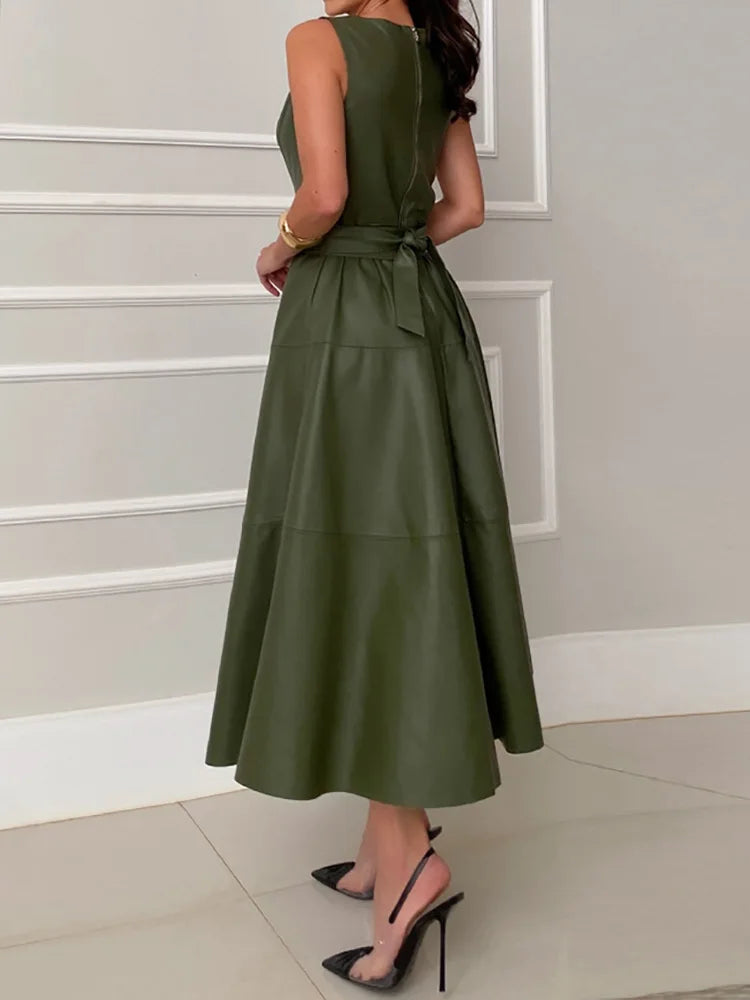 Elegant Sleeveless Patchwork Maxi Dress for Spring & Summer - Image 4