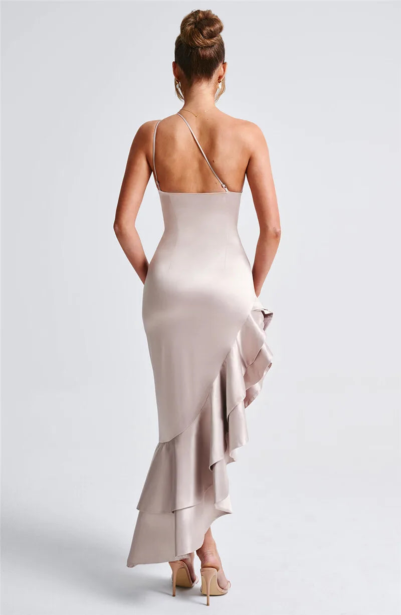 Elegant Ruffled High Split Backless Maxi Dress for Women - Image 24