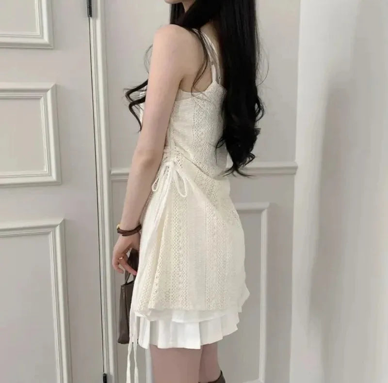 Chic French Lace Stitching Summer Sling Dress for Women - Image 24