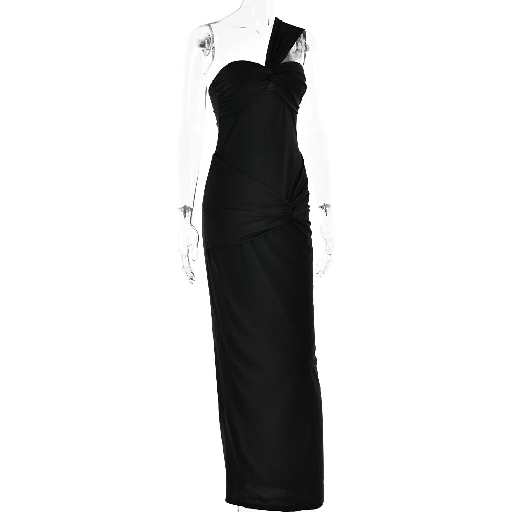 Elegant Sleeveless Single Strap Pleated Maxi Evening Dress - Image 12