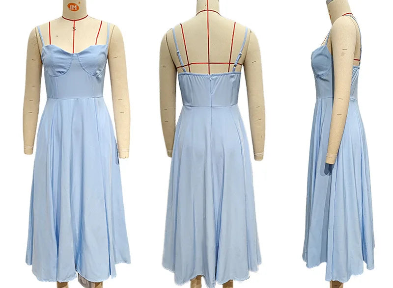Elegant Floral Spaghetti Strap Backless Party Dress - Image 12