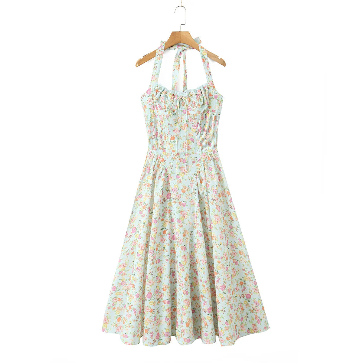 Floral Lace Trim Backless Halter Midi Dress for Women - Image 10
