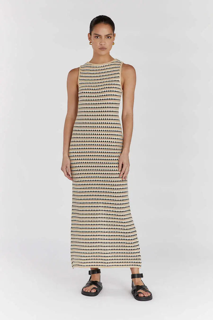 Elegant Striped See-Through Maxi Dress for Summer Beach - Image 12