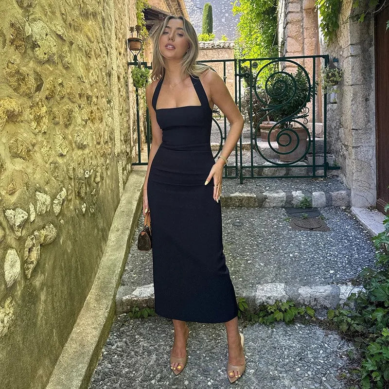 Elegant Backless One-Shoulder Black Bodycon Evening Dress - Image 29