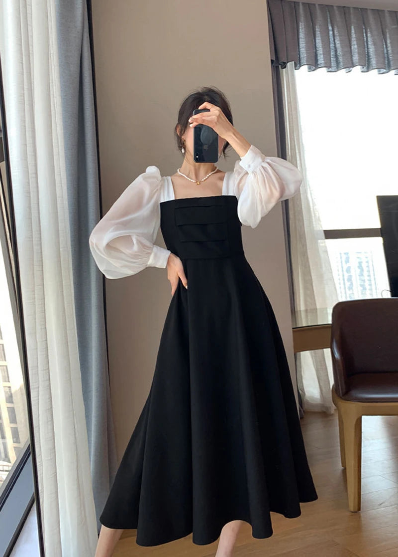 Elegant High Waist Chiffon Black Dress for Women - Image 18