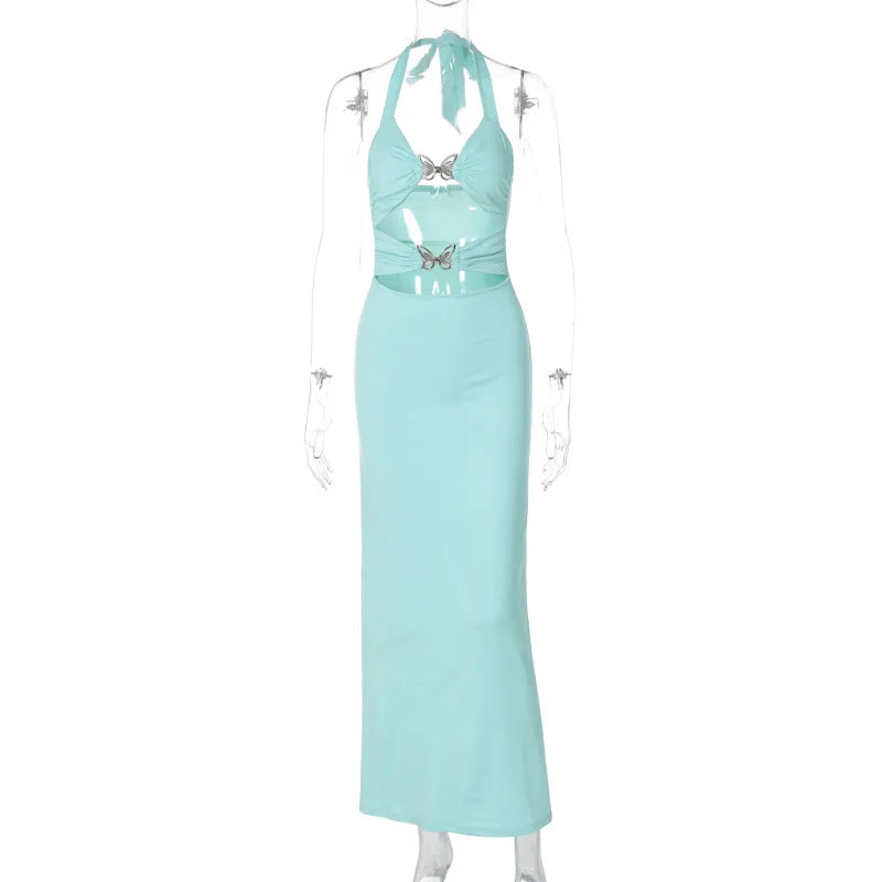 Elegant Halter Backless Butterfly Dress for Summer Parties - Image 6