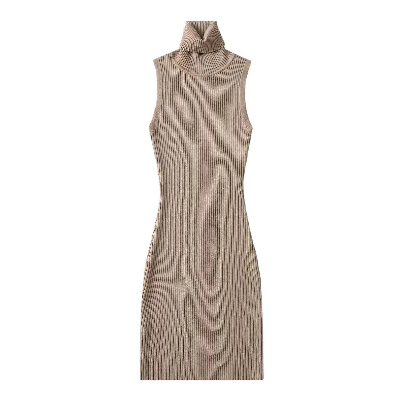 Summer Sleeveless Turtleneck Knitted Mini Dress for Women - Image 23