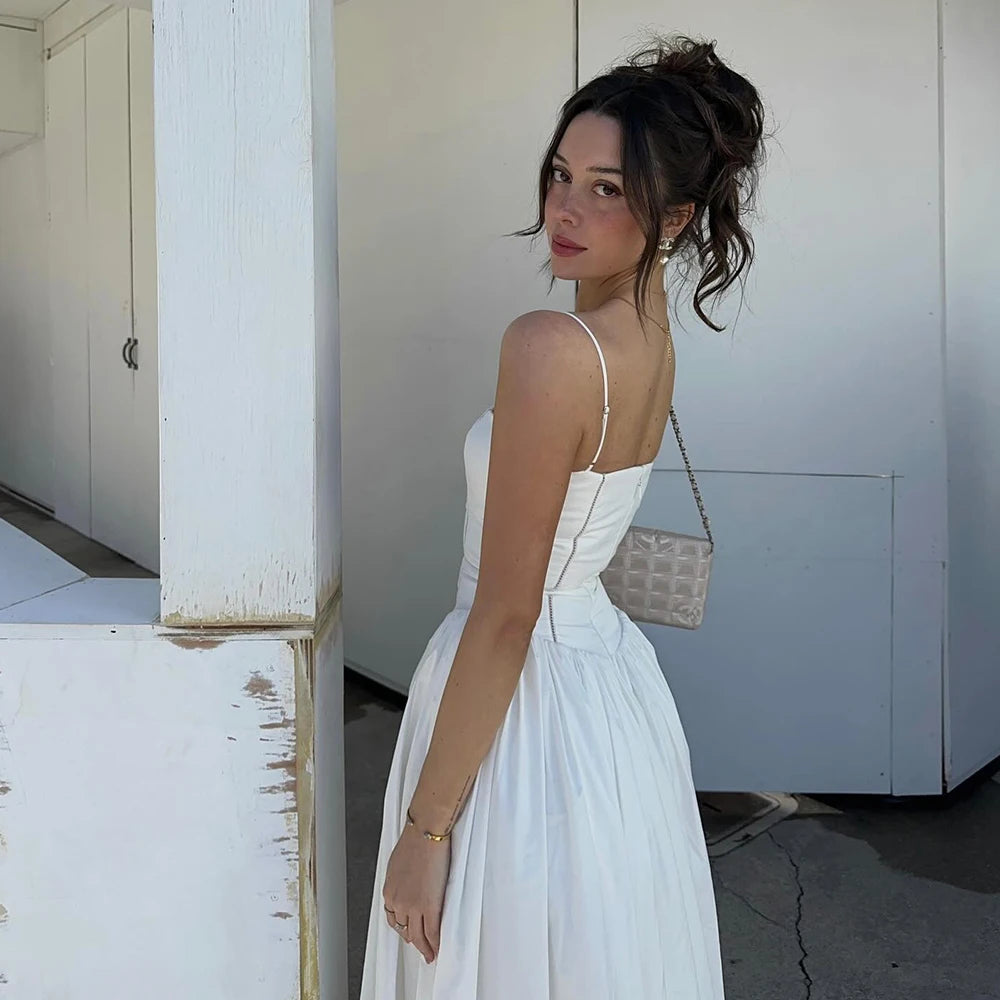 Elegant Hollow Out Flare Midi Dresses for Women - Image 6