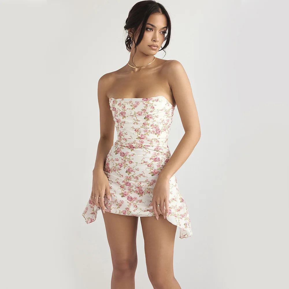 Sexy Floral Print Satin Bodycon Mini Dress for Parties - Image 16