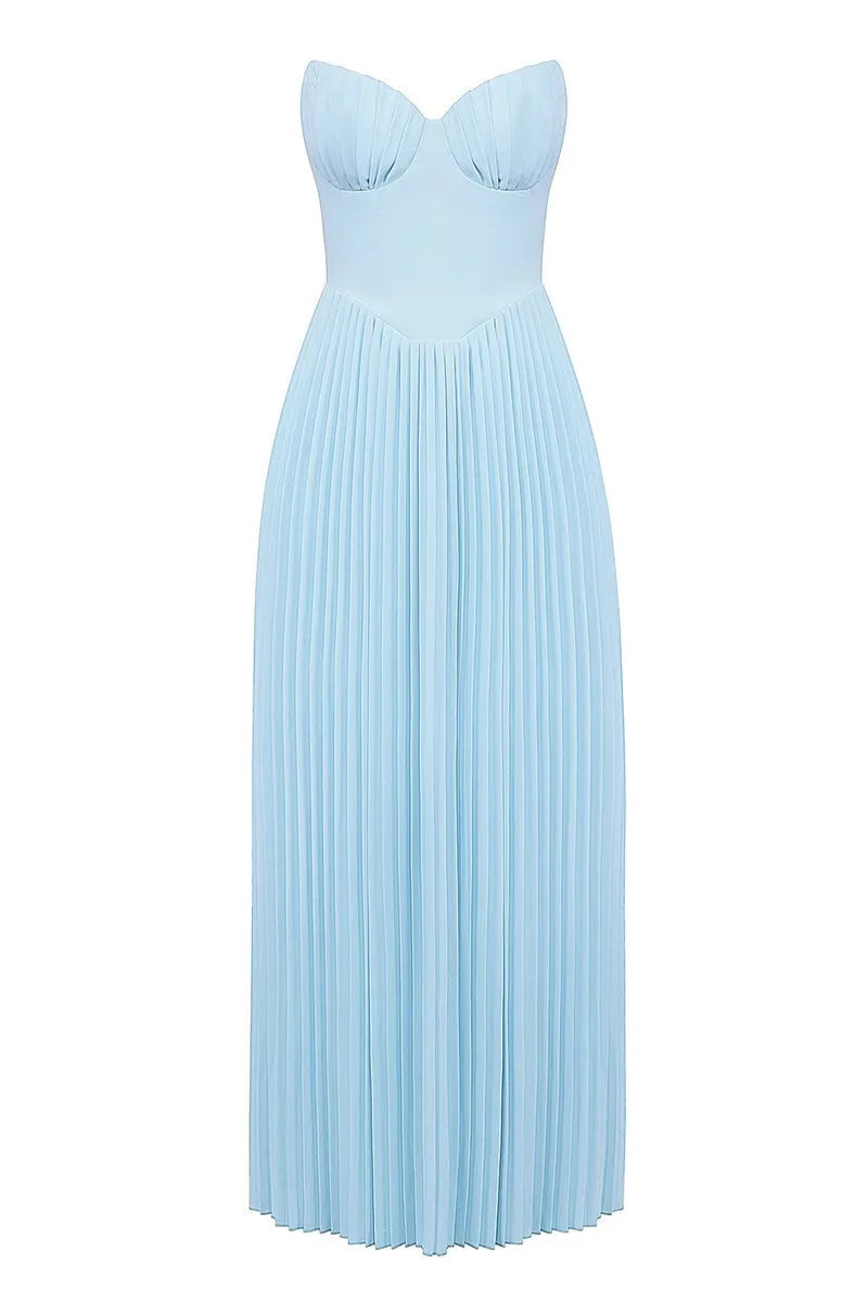 Chic Off-Shoulder Backless Pleated Maxi Dress for Women - Image 18
