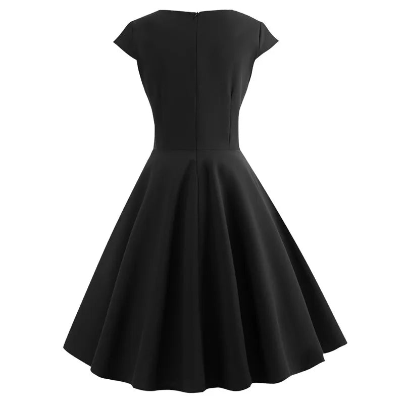 Elegant Pink V-Neck Midi Swing Dress for Women - Image 31