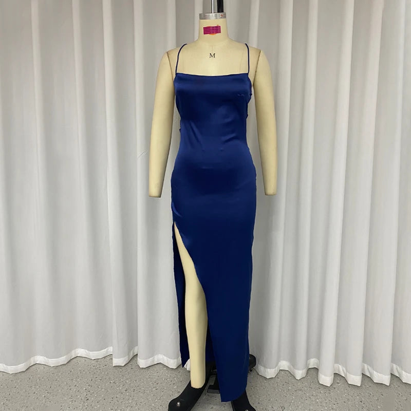 Summer Maxi Dress with Slit and Lace-Up Detail - Image 5