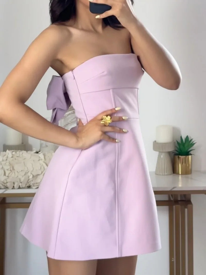 Pink Off-Shoulder Mini Tube Dress for Casual Parties - Image 12