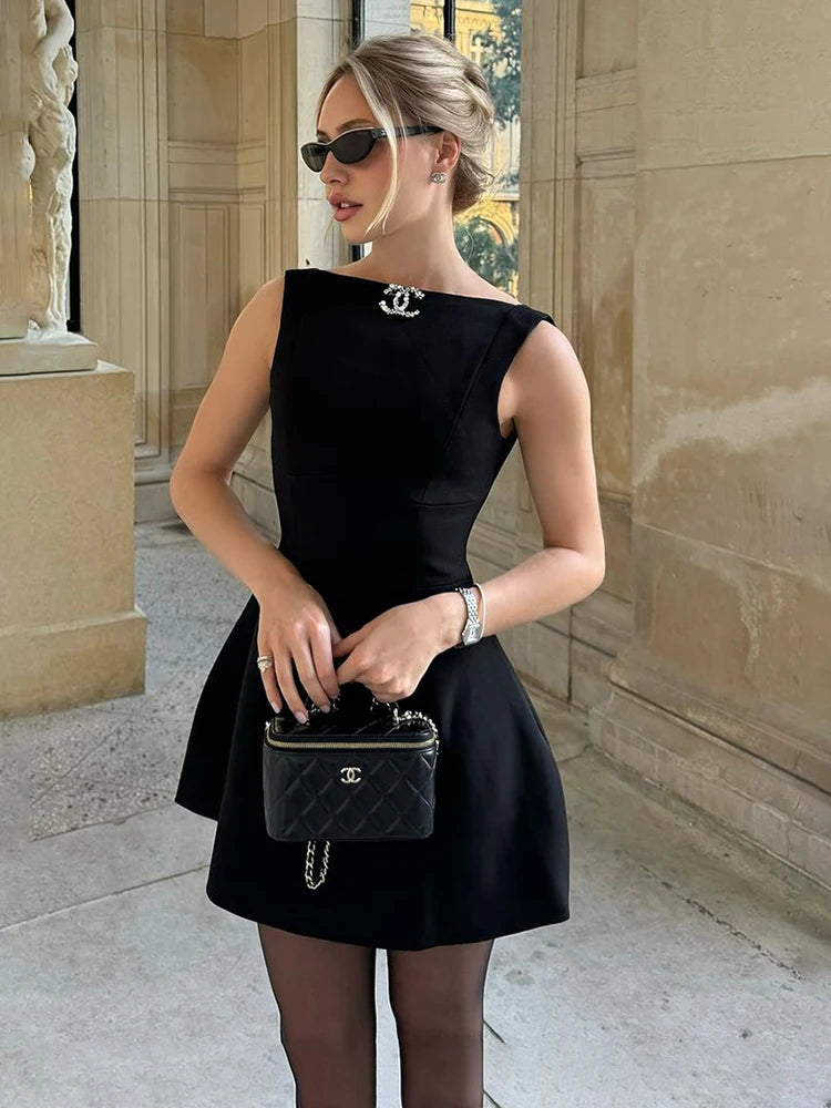 Elegant Backless Mini Vest Dress for Beach Parties