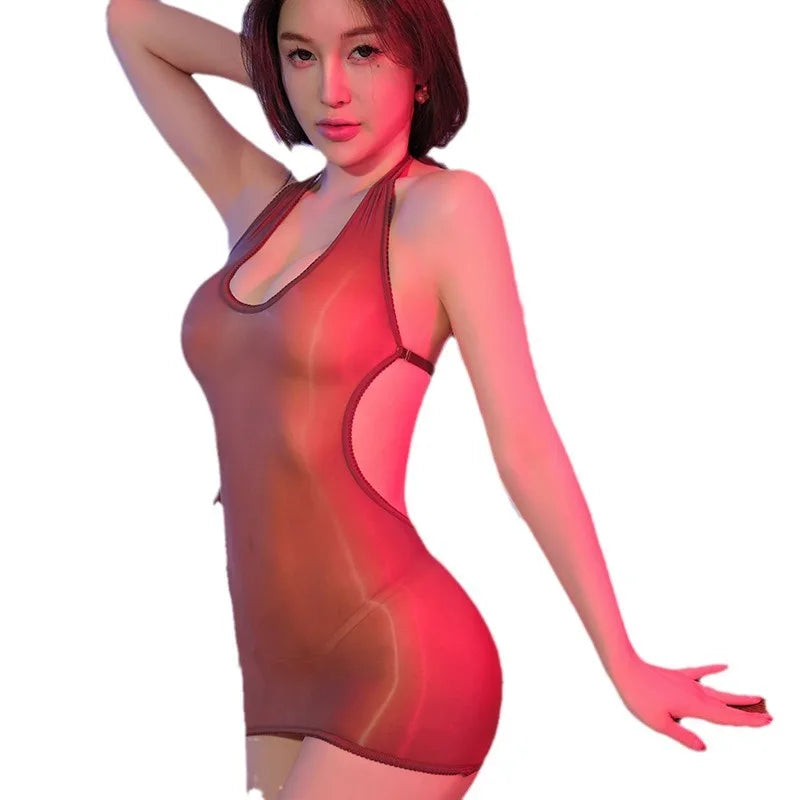 Shiny Backless Micro Mini Dress for Cosplay Fun - Image 9