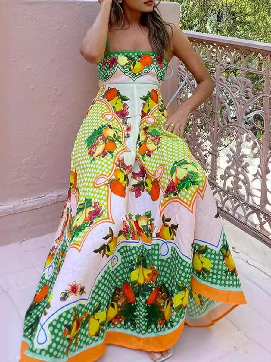 Floral Midi Slip Dress with Sleeveless Spaghetti Straps - Image 3