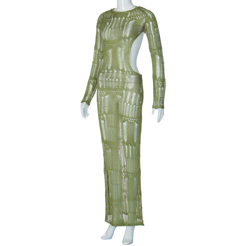 Chic Backless Knitted Maxi Dress for Fall Vacations - Image 10