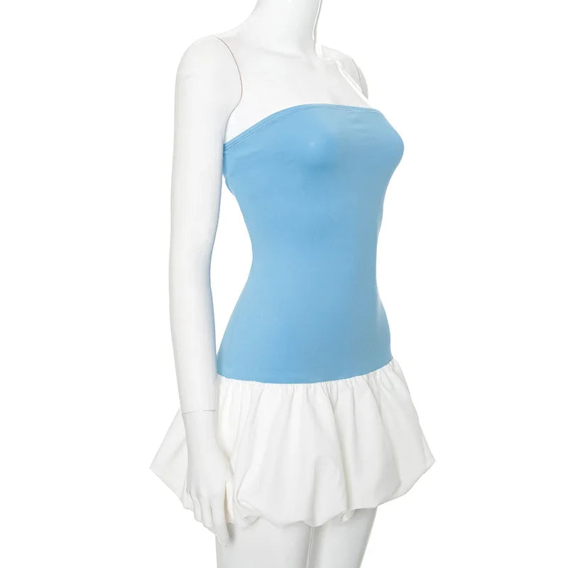 Contrast Color Strapless Mini Dress for Women - Y2K Style - Image 14