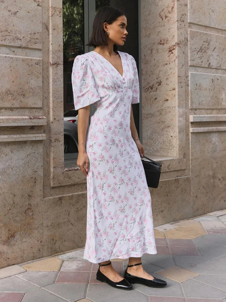 Elegant V-Neck Summer Printed Dress for Women - Image 4