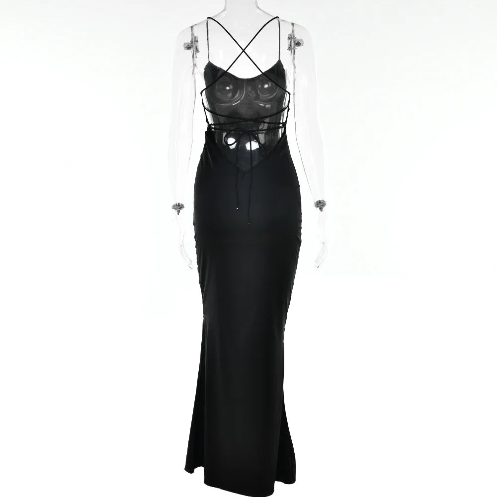 Elegant Backless Satin Spaghetti Strap Evening Dress - Pink - Image 24