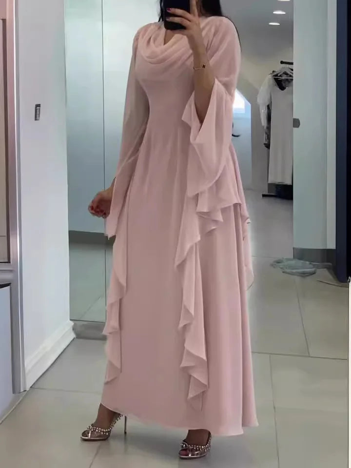 Ankle-Length Puff Sleeve Solid Casual Summer Dress - Image 11