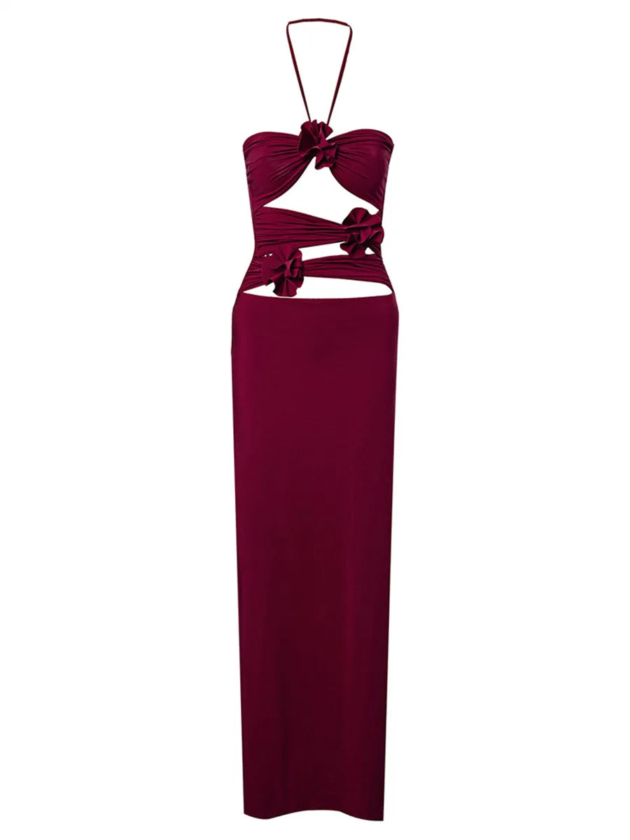 Elegant Off-Shoulder Hollow Out Floral Bodycon Dress - Image 6