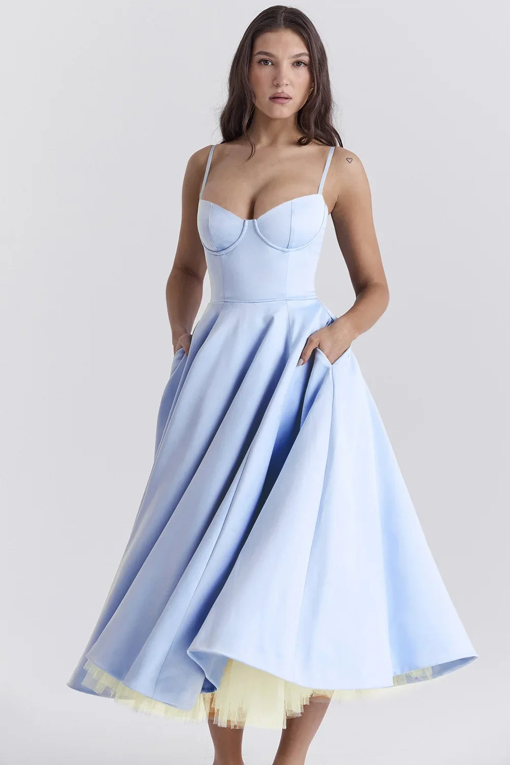 Elegant Summer Midi Swing Dress with Mesh Design - Image 23