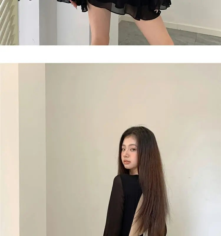 Elegant Backless Black Mini Dress with Lace-Up Detailing - Image 14