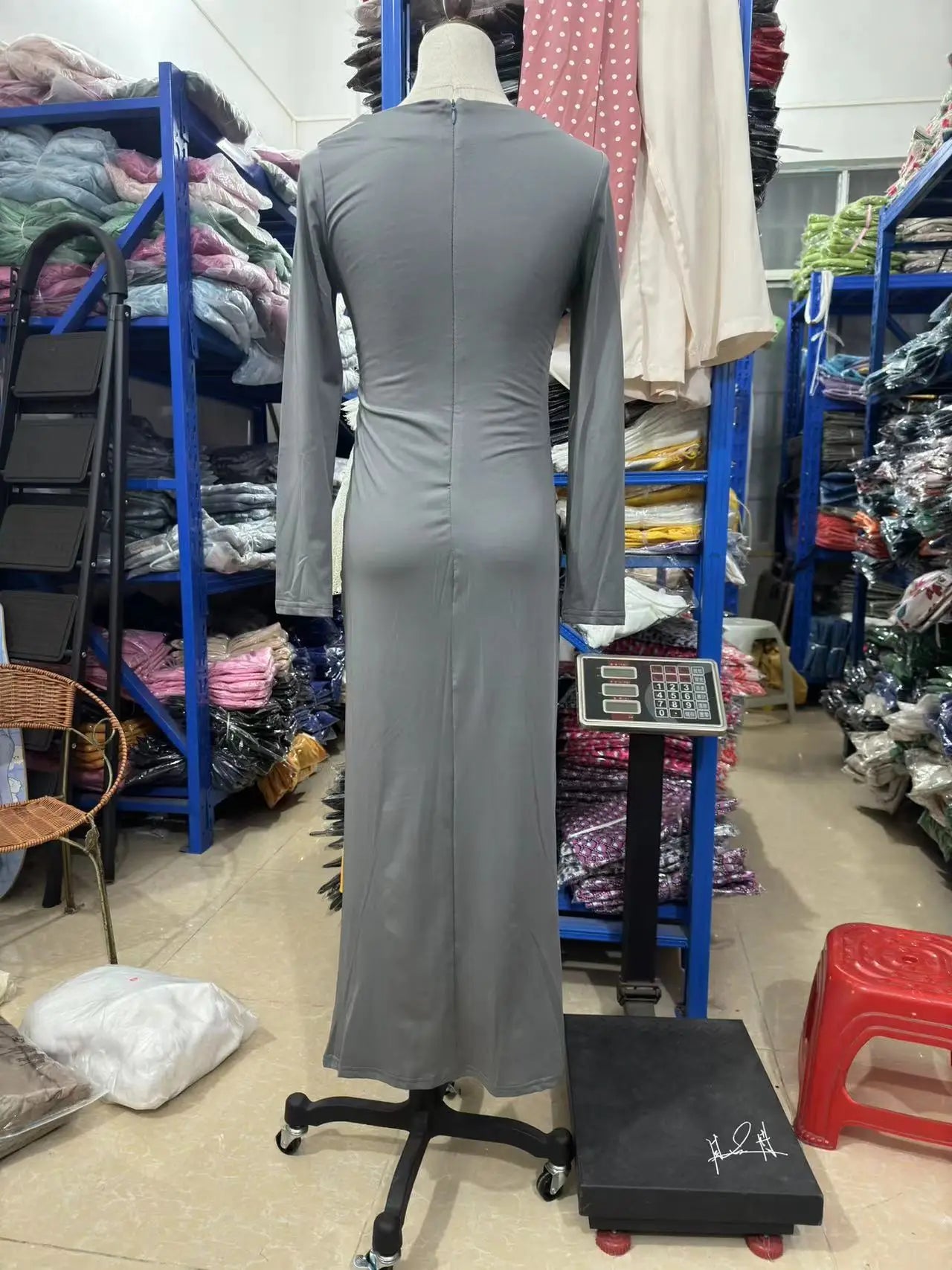 Elegant Slim Fit Slash Neck Long Sleeve Dress - Image 11