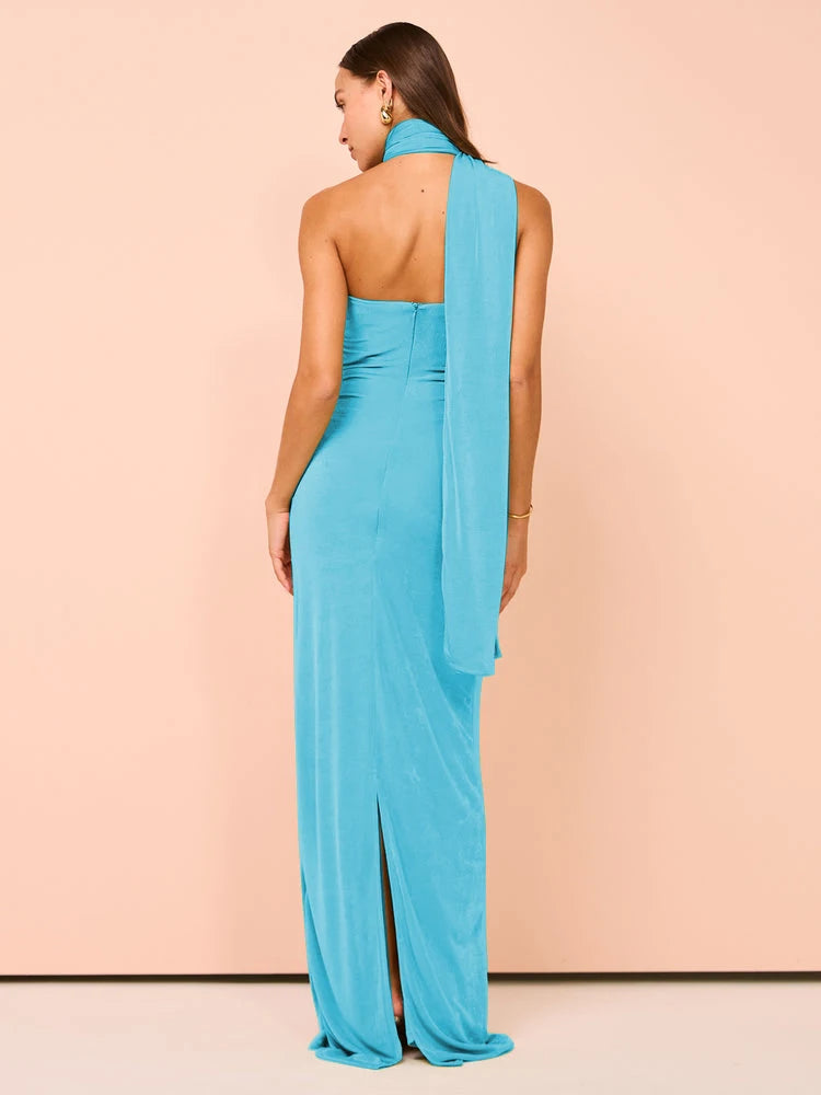 Elegant Halter Backless Maxi Dress for Women - Sleeveless Party Wear - Image 24