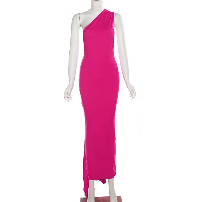 Elegant One Shoulder Maxi Dress - Sexy Backless Design - Image 9