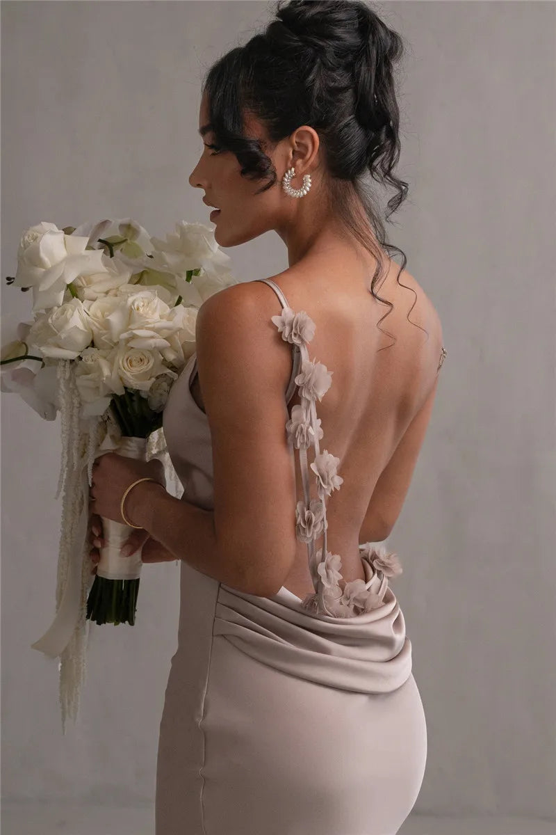 Elegant Backless Maxi Dress with Spaghetti Straps for Women - Image 31