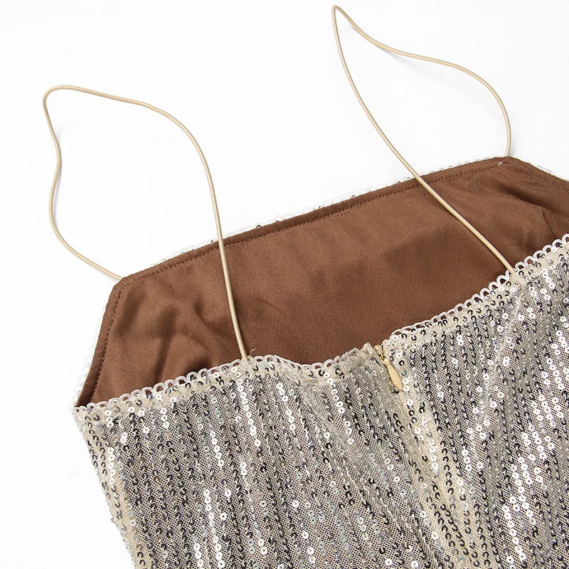 Sparkling Sleeveless Maxi Dress with Elegant Split for Parties - Image 43